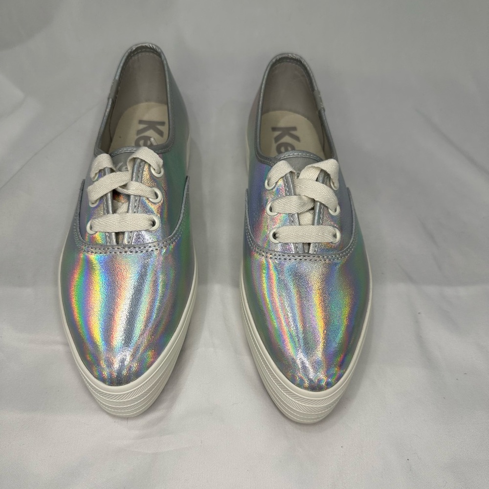 Keds Women's Point Iridescent Silver Lace up Sneakers size 6 new!
